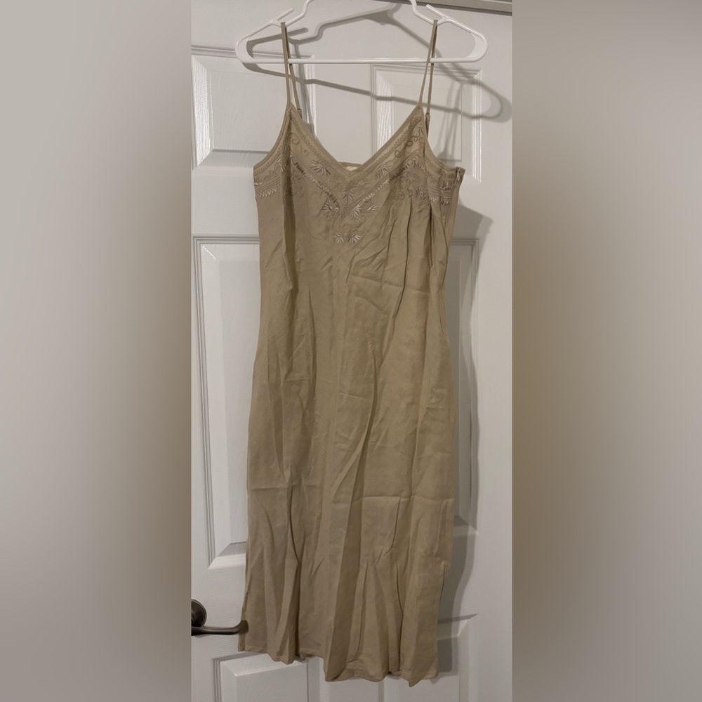Tan Dress with Embroidery